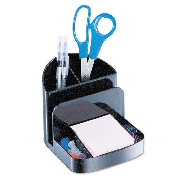 Officemate Recycled Desktop Supplies Organizer, 5 Comp, 5 3/8 x 6 3/4 x 5, Black OIC26022
